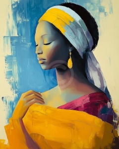 Femme au ch&acirc;le jaune et turban