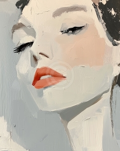 Close-Up of Woman's Face with Red Lips