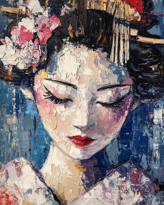 Geisha mit geschlossenen Augen