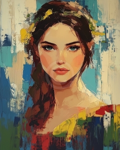 Belle Femme avec des Fleurs dans les Cheveux