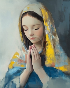Fille avec les Mains en Pri&egrave;re