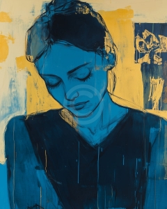 Blue Woman with Downcast Gaze