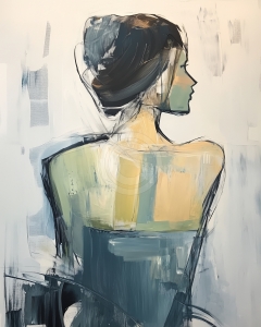 Mujer con Mo&ntilde;o Vista desde Atr&aacute;s