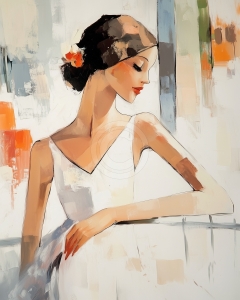 Mujer de Blanco con Flores en el Cabello