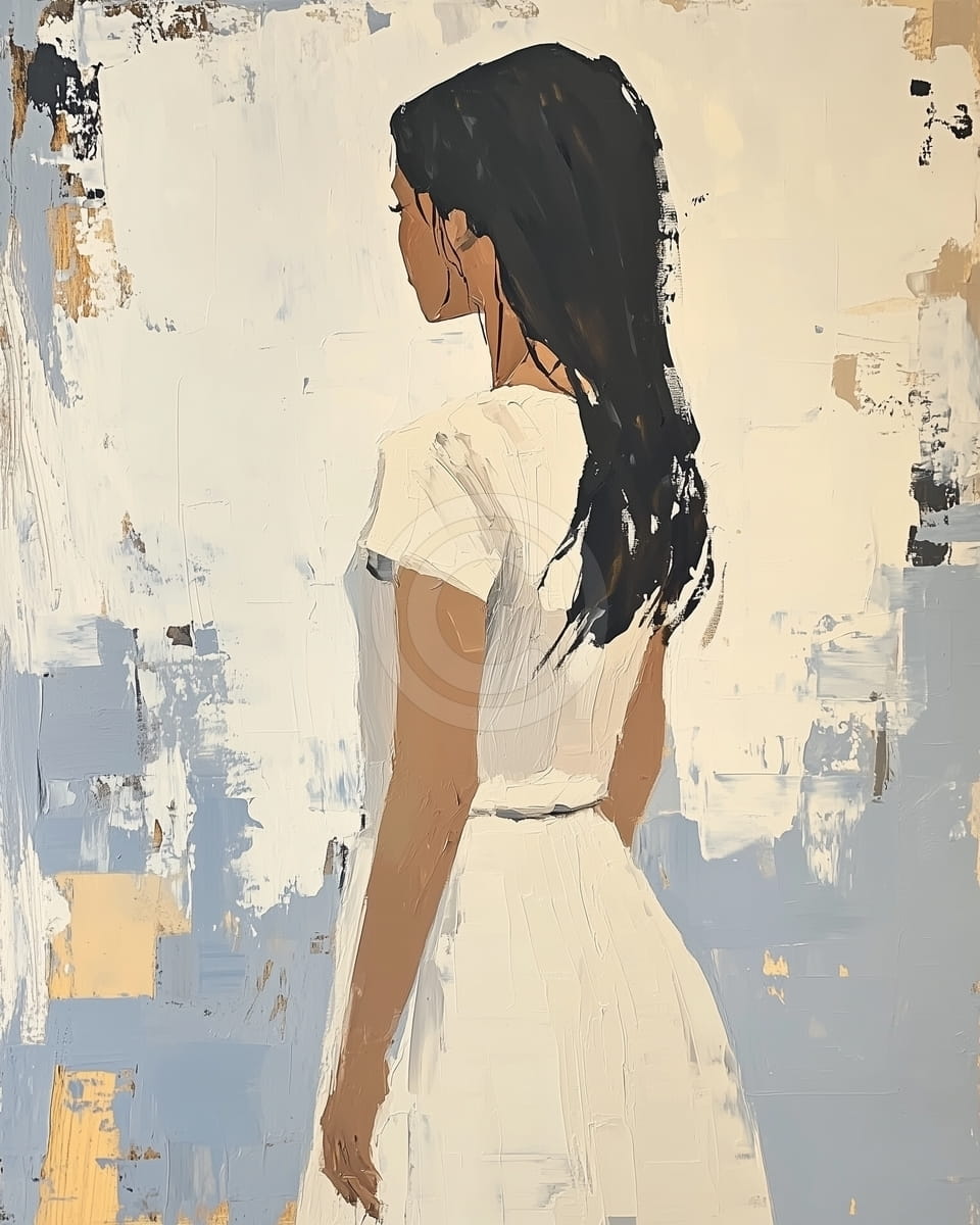 Femme en Robe Blanche