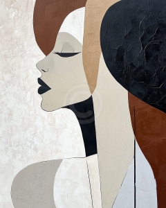 Femme aux Yeux Ferm&eacute;s en Profil Abstrait