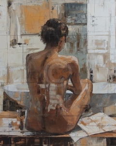 Donna Nuda Seduta sul Bordi della Vasca