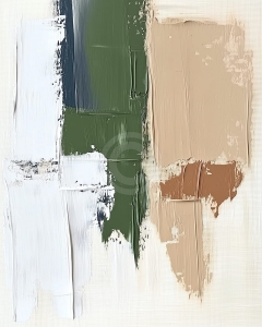 Abstracto Neutro con Blanco, Verde y Tonos Tierra