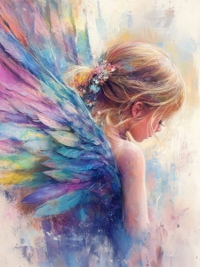Girl with Colorful Wings
