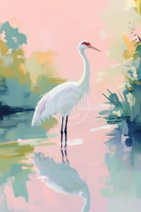 Grulla Blanca al Atardecer
