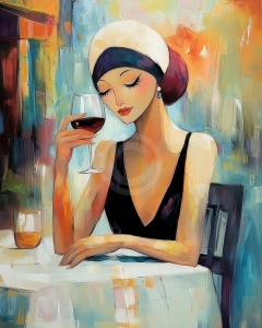 Mujer con una Copa de Vino