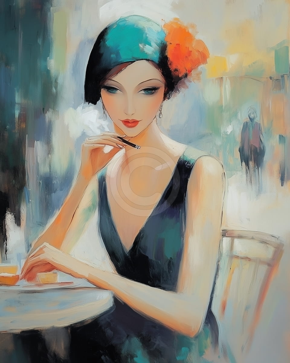 Femme avec Fume-cigarette