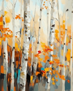 Eleganza di betulle d&rsquo;autunno