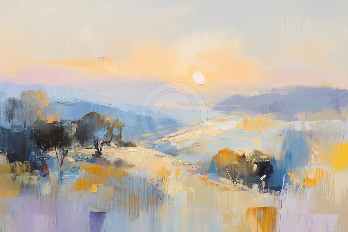 Collines et Arbres au Lever du Soleil
