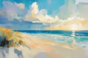 Spiaggia Sabbiosa e Mare al Tramonto