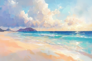 Spiaggia e Montagne all&rsquo;Alba