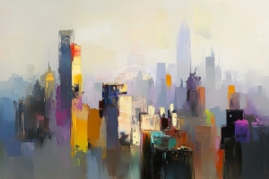 Abstract Skyscrapers at Dusk