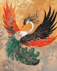 F&eacute;nix de plumas multicolores