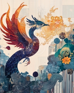 F&eacute;nix de fuego floreciente