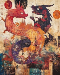 Roter Drache und schwarzer Drache