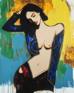 Half-Nude Woman with Head Tilted and Hand in Hair
