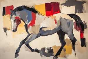 Trotting Horse with Color Block Accents