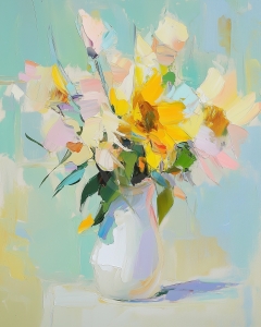 Vaso Bianco con Fiori Misti