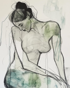 Estudio de Desnudo con Toques Verdes