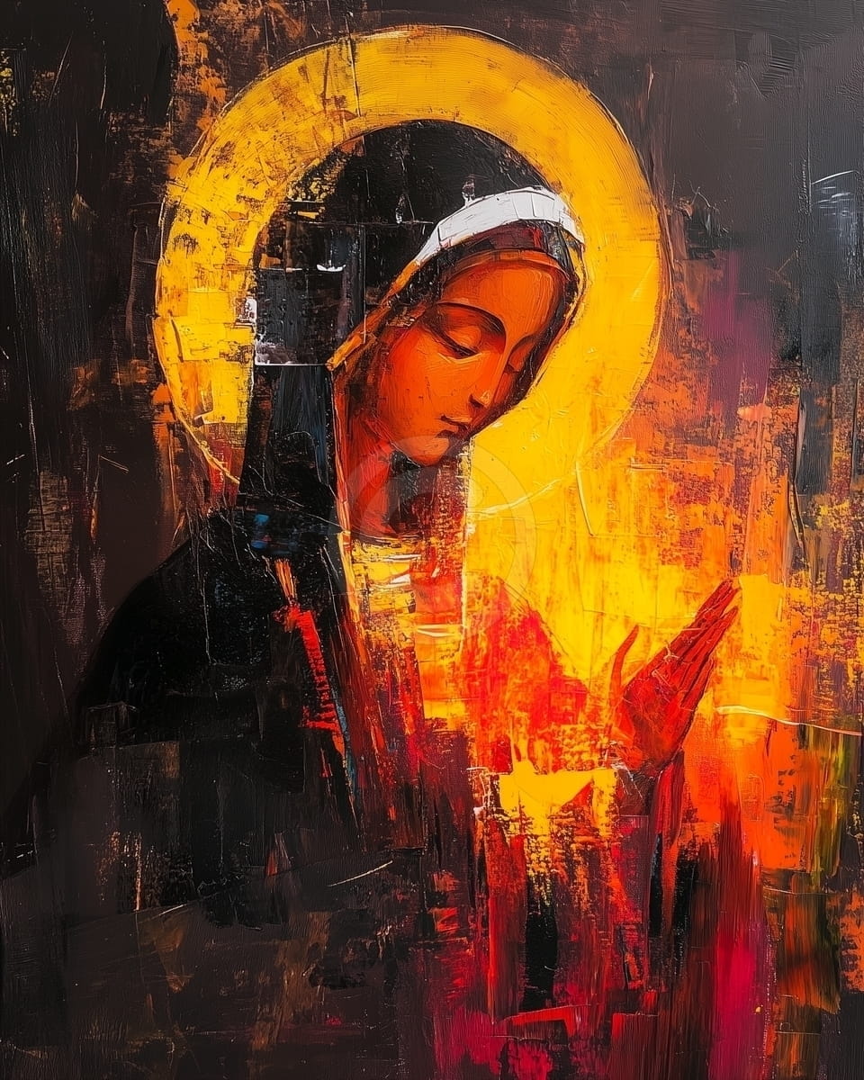 Icône de Marie dans les Flammes de Lumière