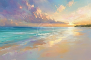 Rivage dor&eacute; au coucher du soleil