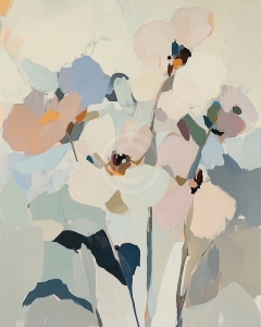 Flores Pastel: Un Arreglo Floral Abstracto