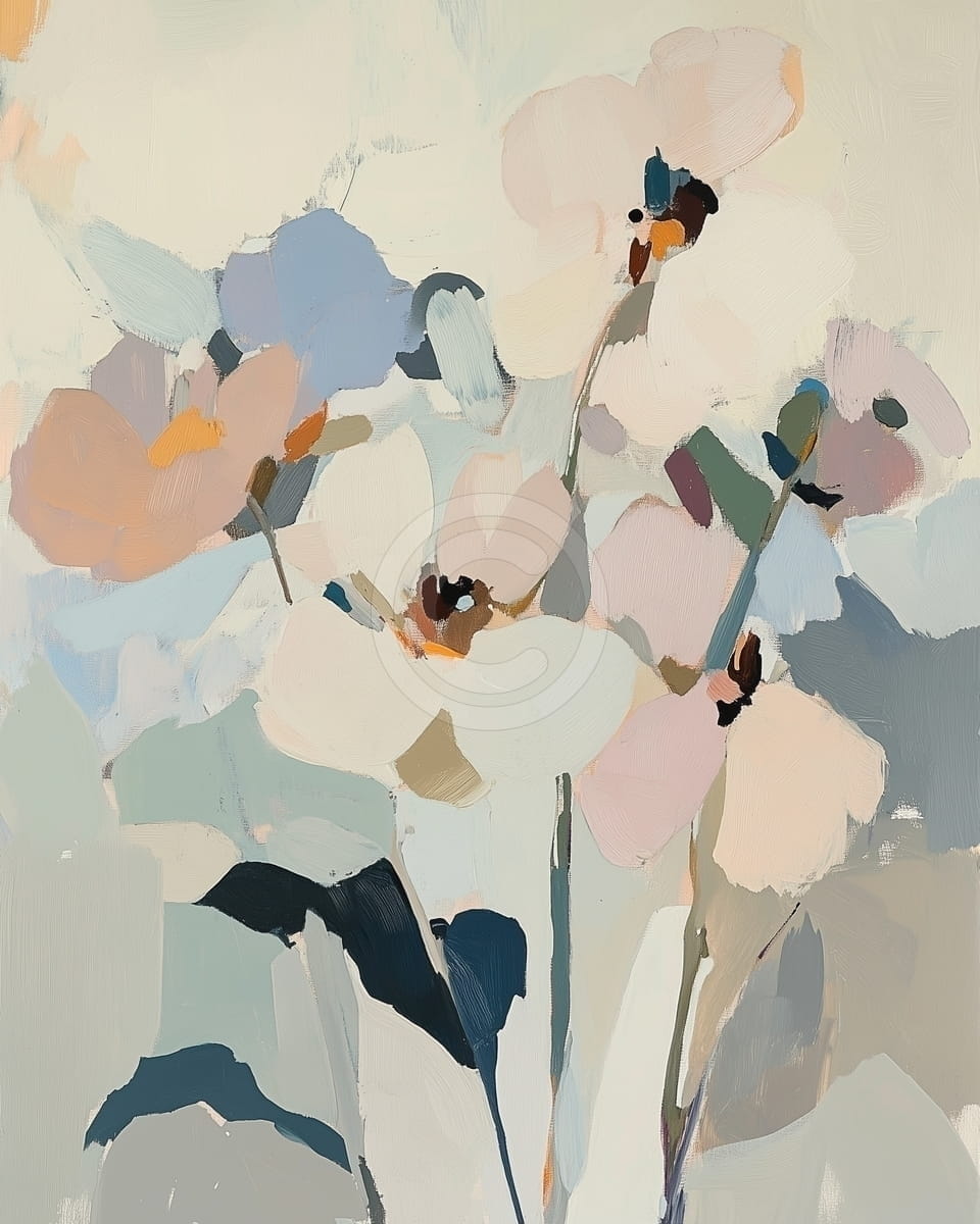 Flores Pastel: Un Arreglo Floral Abstracto