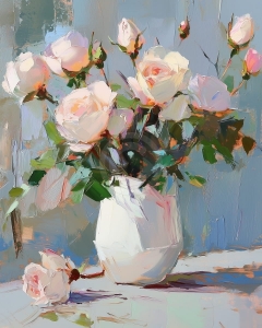 Rose Luminose: Una Classica Natura Morta