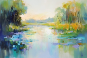 Riva del fiume nella luce primaverile