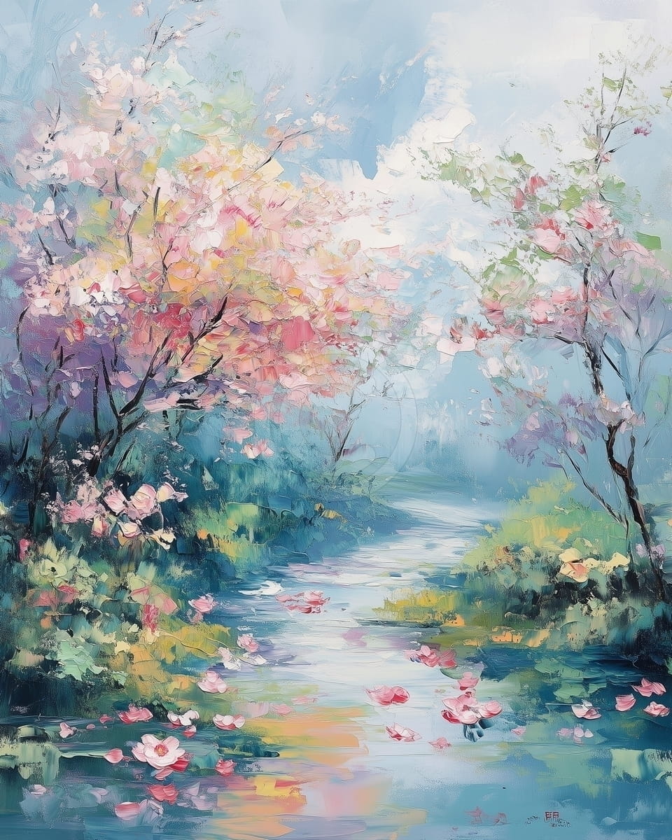 L'Abbraccio della Primavera: Un Ruscello in Fiore