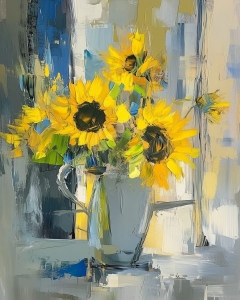 Girasoli in una Brocca di Ceramica