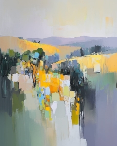 Yellow Hills and Trees