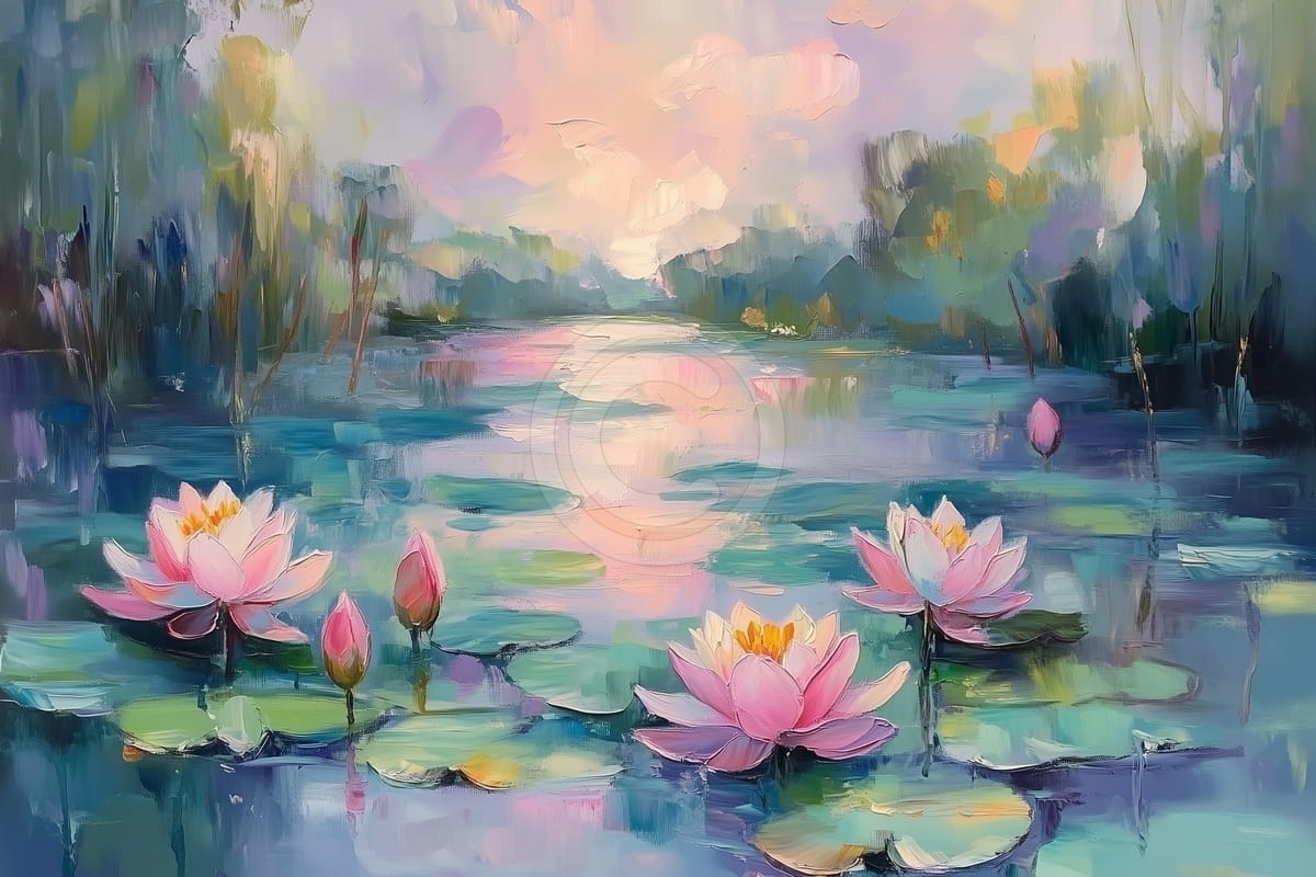 Étang de Lotus Serein au Crépuscule