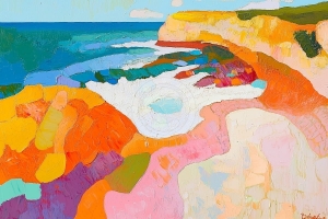 Coastal Cliffs in Vibrant Hues