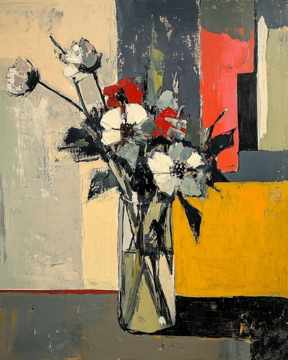 Nature Morte Moderne aux Fleurs Audacieuses
