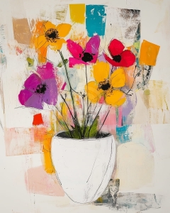 Fleurs &Eacute;clatantes dans un Cadre Moderne