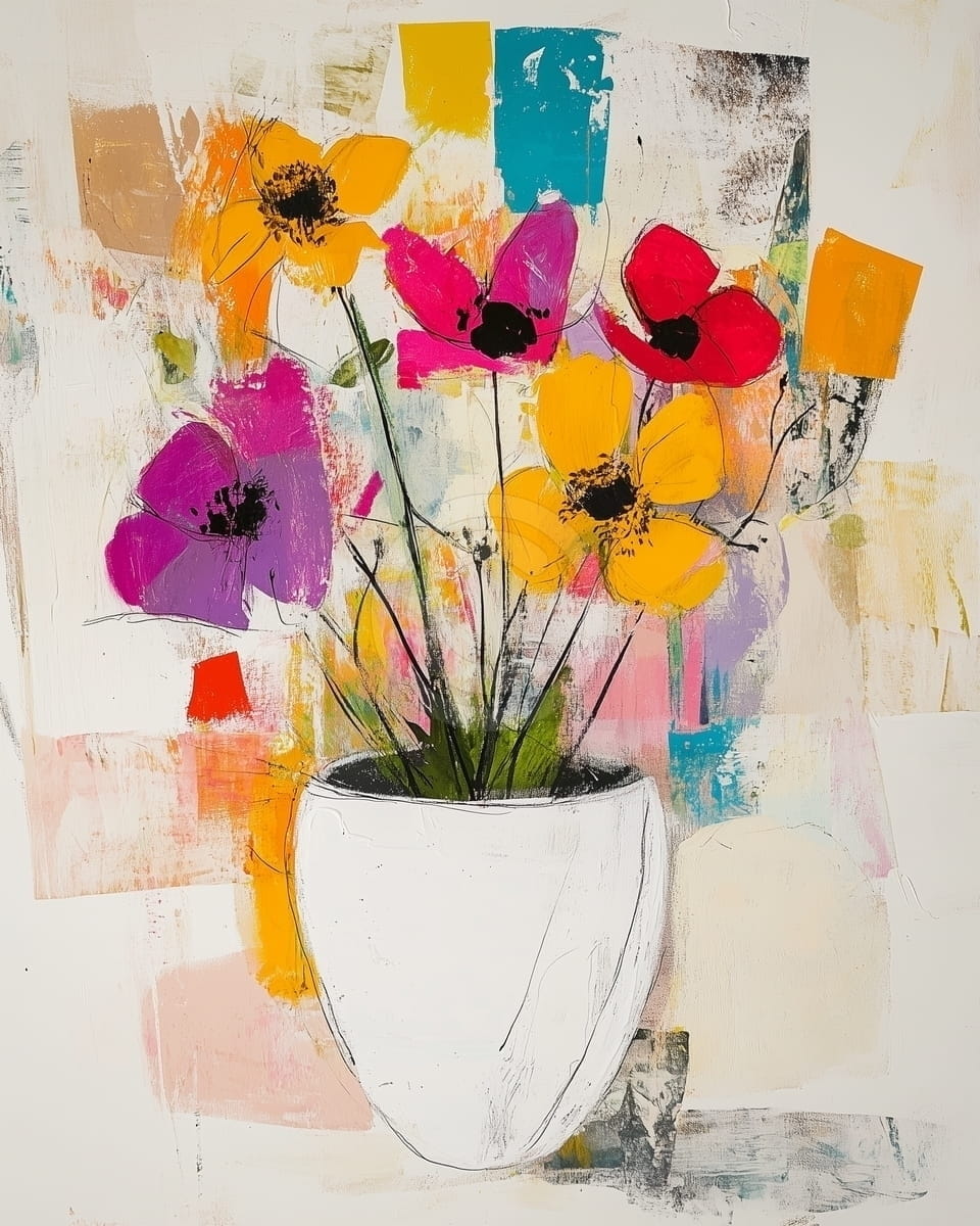 Fleurs Éclatantes dans un Cadre Moderne