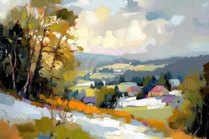 Campagne Verdoyante au D&eacute;but du Printemps