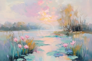 Seerosen bei Sonnenuntergang