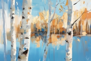 Bouleaux d'Automne au Bord du Lac