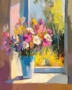 Fleurs d'&Eacute;t&eacute; sur le Bord de Fen&ecirc;tre