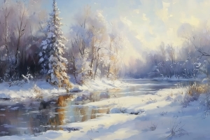 Paisaje Invernal con R&iacute;o
