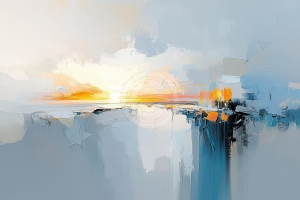 Lever de Soleil Abstrait sur les Falaises de Glace