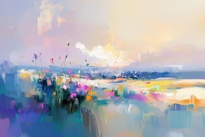 Orizzonte in fiore - Paesaggio astratto in pastello