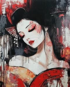 Ensue&ntilde;o Escarlata: Una Geisha en Gracia Contemplativa